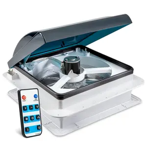 Hike Crew 14” RV Roof Vent Fan w/ Remote | 12V 6-Speed Intake & Exhaust Camper Fan | Auto Temperature, Rain Sensor & Electronic Open/Close | Includes Screws & Garnish | Smoked Lid