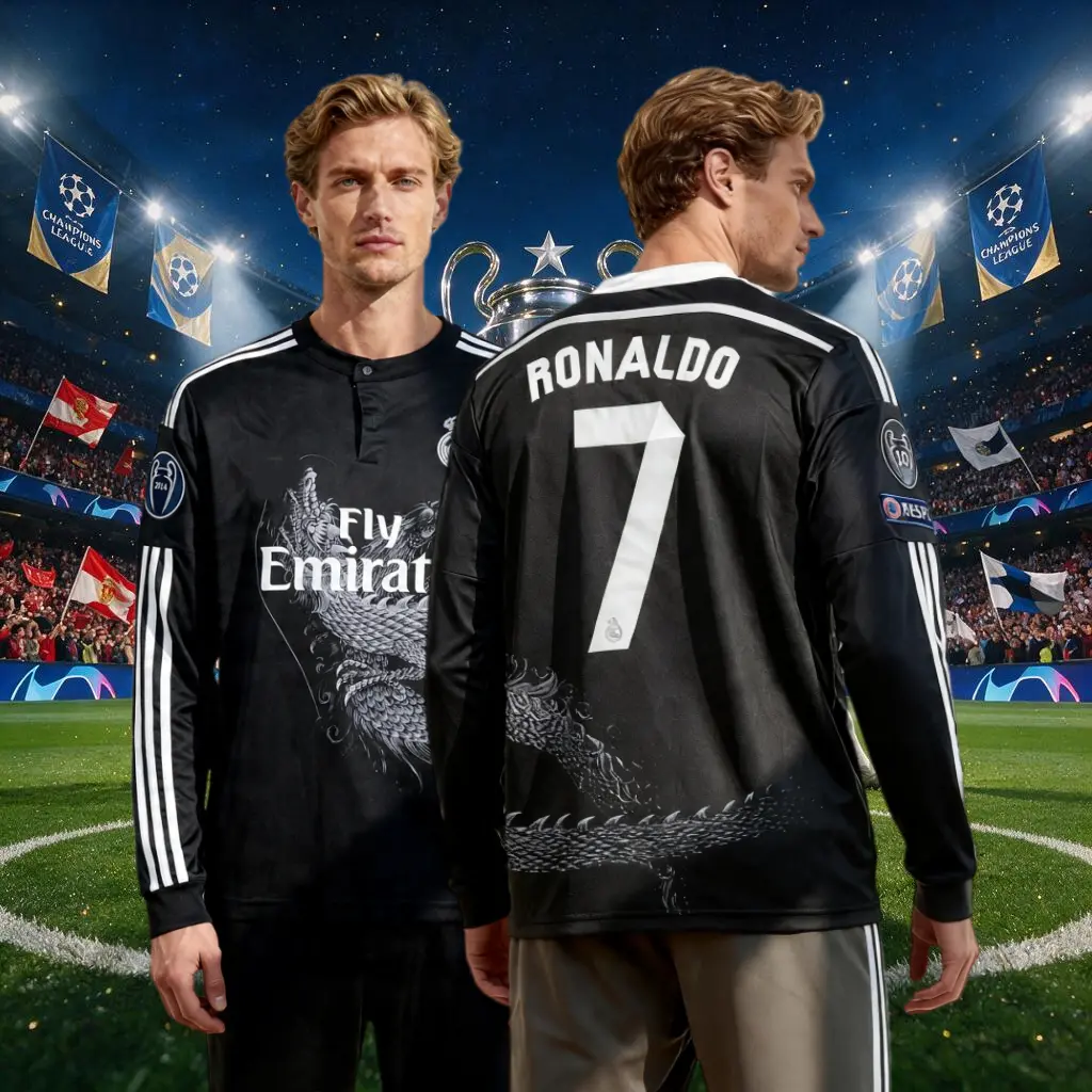 1415 Away Black CR# 7 Long Sleeve Soccer Jersey