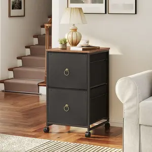 HOOBRO 2 Drawer Mobile File Cabinet olling Printer Stand Vertical Filing Cabinet Office Drawers Filing Cart for Home Office