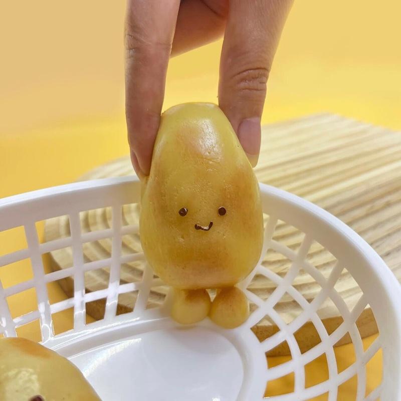 2Pcs Potato Taba Squishy, Kawaii Squeeze Toys Pinch Cute PVC Fufu Squishy Toys for Anxiety Relief, Soft Stress Toys for Party, Favors Novelty Things OPP Packaging, Silicone Slow-Rising
