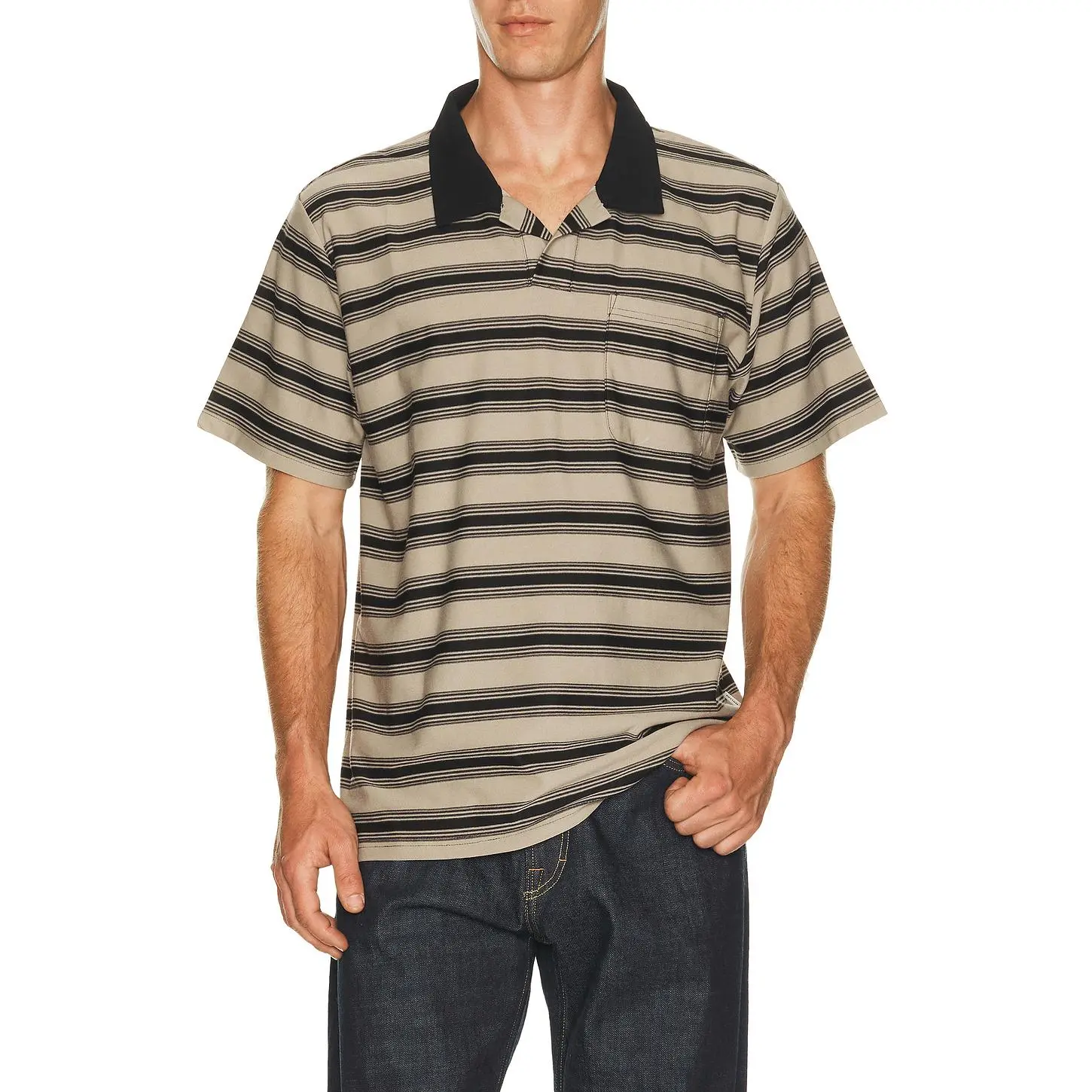 Rhythm Vintage Stripe Havana Polo in Moonrock