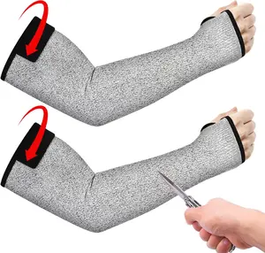 Cut Resistant Sleeves, 1 Pair Protective Sleeves for Arm Protectors for Thin Skin and Bruising with Thumb Hole for Gardening, Welding, Farming, Pet Grooming (Grey)