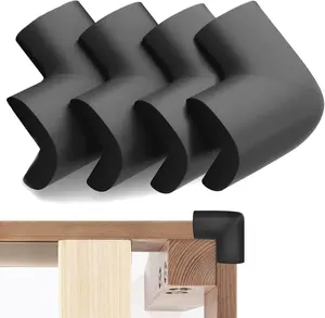Bed Frame Corner Protector Black: 4 Pack  Rubber Guards Bumpers for Bed Table Cabinet Corner Safe Impact Absorption for  & Seniors (4, Black)