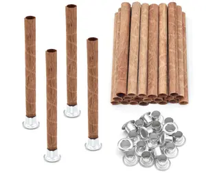 20 Set Wood Spiral Candle Wicks 4x0.32inch  100x8mm, Wood Wick Tube with Iron Stands for Candle Making, Natural Round Wooden Wick Core Handmade