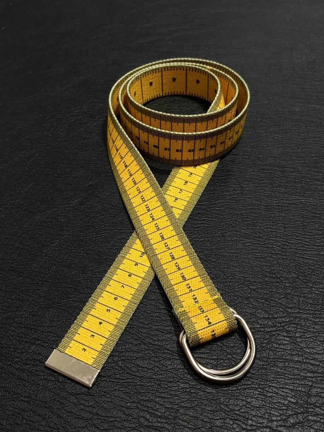 Heavy Duty Woven Webbing Waist Belt for Men and Women - Polyester Buckled Strap with a Double D-Ring Buckle, Double Ring, Single Jersey, Unisex Names, Measuring Tape