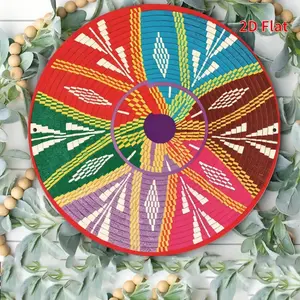 1pc 2D Plane, "Vibrant Ethiopian and African Traditional Floral Basket Background" Vintage Wall Decoration Wall Hanging Design Aluminum Sign, Suitable for Courtyard, Garden, Kitchen, Bar, Room, Bedroom, Outdoor, Garage, Coffee Shop, Festival, Art Mura