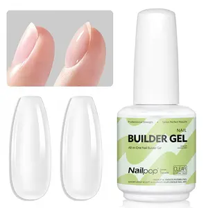 Nailpop 7IN1 Builder Gel Perfect Apex Nails Quick Build All In One Nail Enhancement TPO HEMA Free Low Allergy 15ml Clear White Pink Nude
