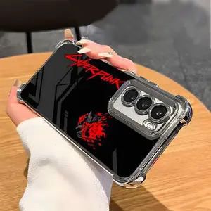 Cyberpunk Flame Logo Pattern Anti Drop Shell suitable for SAMSUNG Galaxy S24/S23/S22 S24+/S23+/S22+Ultra FE Plus electroplated all inclusive anti fall phone case 018 Protector Screen Protector Protection Cover Protective Casing Shockproof Cellphone