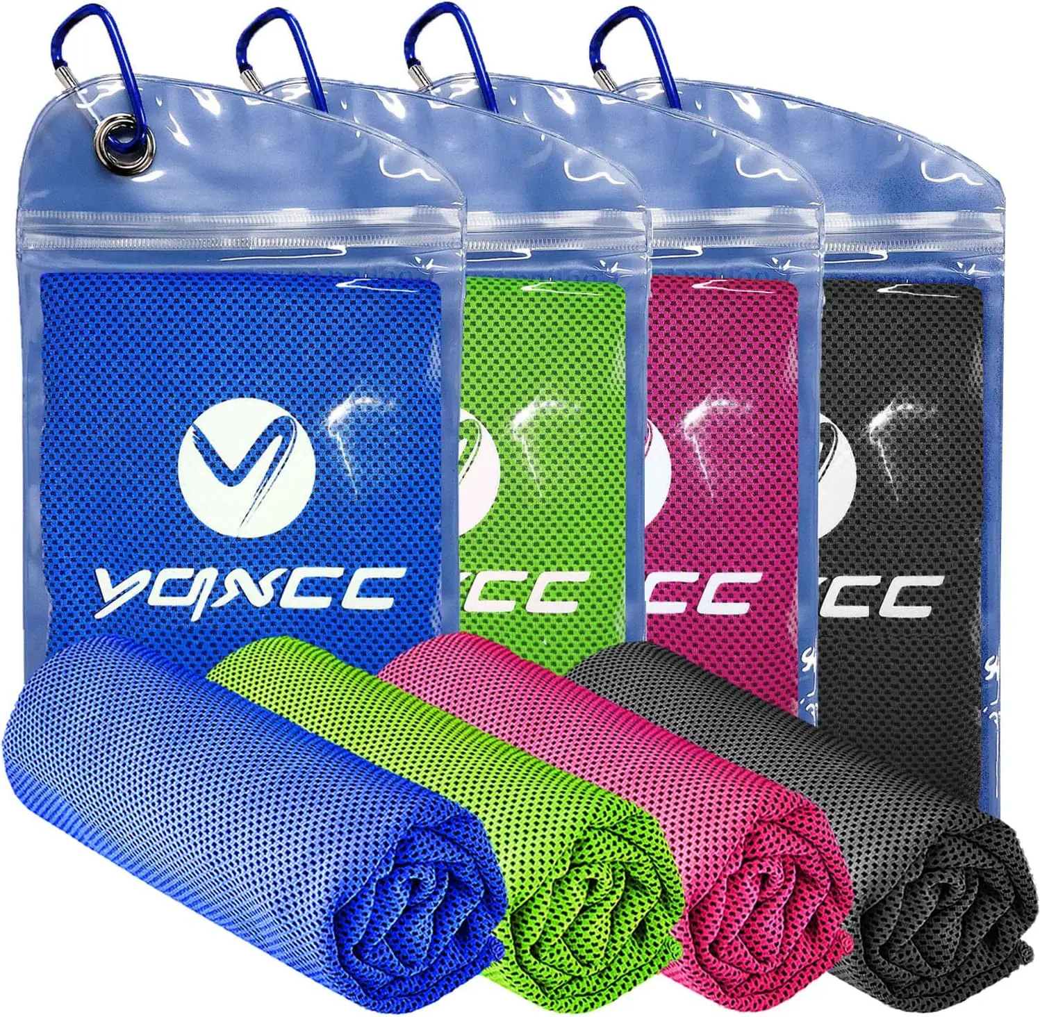 4-Pack Cooling Towels, 47 x 12 Inch Microfiber Sports Towels for Neck & Face, Gym, Running, Yoga, Golf, Camping & Hot Weather