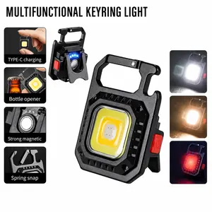 2/6PCS Rechargeable COB Multifunctional LED Keychain Light, Compact Outdoor High-lumen Flashlight, Super Bright Dimmable Camping Light, Magnetic Mini Aluminum Pocket Light. Suitable for camping, hiking, fishing, maintenance and tent use