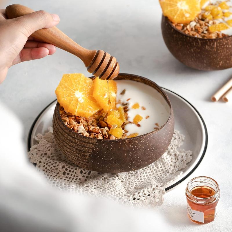 1 Coconut Bowl & Spoon with FREE eBook o Wooden Bowl o Salad Serving Bowl o Acai Smoothies Pasta Cereal Bowl o Vegan  Ideas o  Coconut Shell Bowls