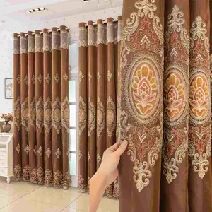Luxury European Style Curtain, High-End Double Layer Curtains, Hollow Out Design, Sunblock, Living Room Bedroom Balcony Shades, Window Curtain