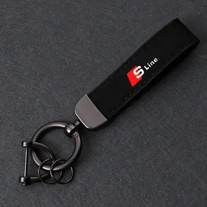 Zinc Alloy Key Ring & Suede Leather Key Chain for Audi S-Line A3-A8 Series, Durable Car Accessory for Everyday Use