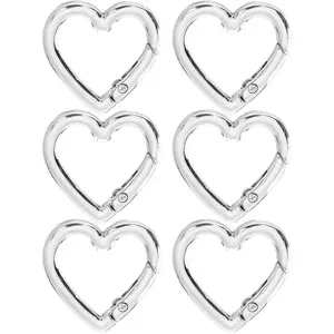 6 count Heart Shaped Key Ring, Heart Shaped  Clip Metal Key Ring for DIY Crafts Spring Snap Clasp Hook for  Making Handbag Accessories Bagpack Pursh()