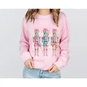 Glitter Nutcracker Christmas Sweatshirt, Retro Pink Nutcracker Shirt, Womens Holiday Shirts, Family Christmas Nutcracker Shirts Sweatshirts