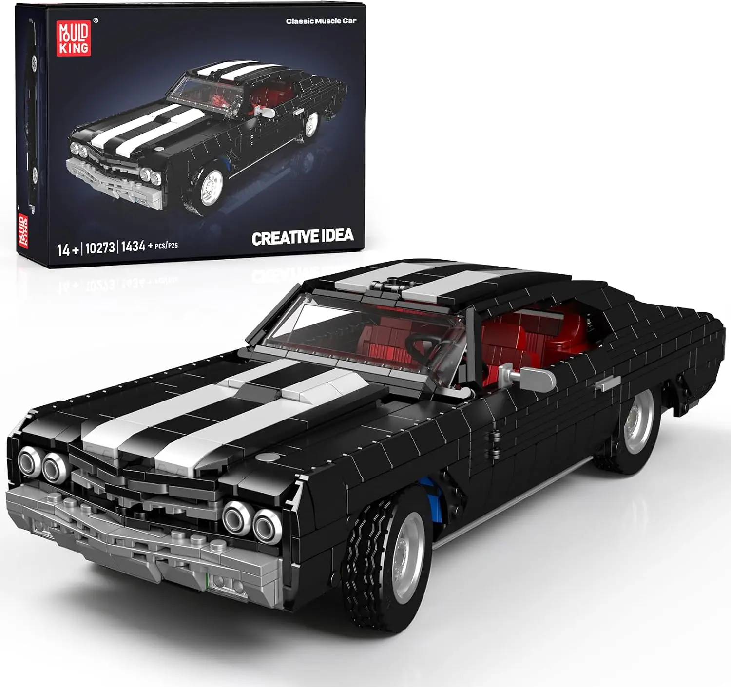 Mould King 10273 Classic American Muscle Car Building Kit - 1434 Brick Blocks, Adult Toy with Opening Hood, Doors, Trunk, Unique Gifts for Man for Car Enthusiasts