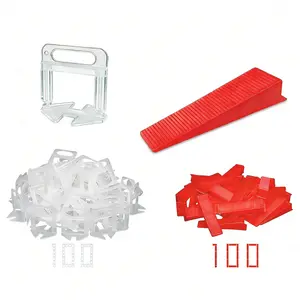 FixtureDisplays® 200PK Tile Leveling System, 100 Clips + 100 Reusable Wedges, PVC Tile Installation Tool for Floor and Wall 16169