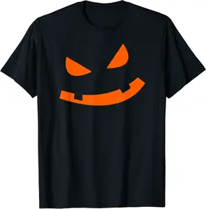Big Scary Orange Fierce Pumpkin Face Halloween Design T-Shirt - Joelalbe Shop 46B0B7QH48XB