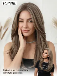 Topshe Mono Lace Front Wig, Glueless Frontal Wig, Natural Hairline, No Glue Needed, Lightweight, Easy Wear, Party Cosplay, Halloween, Christmas