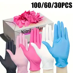 100/60/30PCS, Durable Nitrile Gloves, Household Cleaning, Waterproof & Oil-Resistant, Latex-Free, Alcohol-Free, Suitable for Kitchen Cleaning, Pet Care, Tattooing, Embroidery, Non-Medical Gloves.