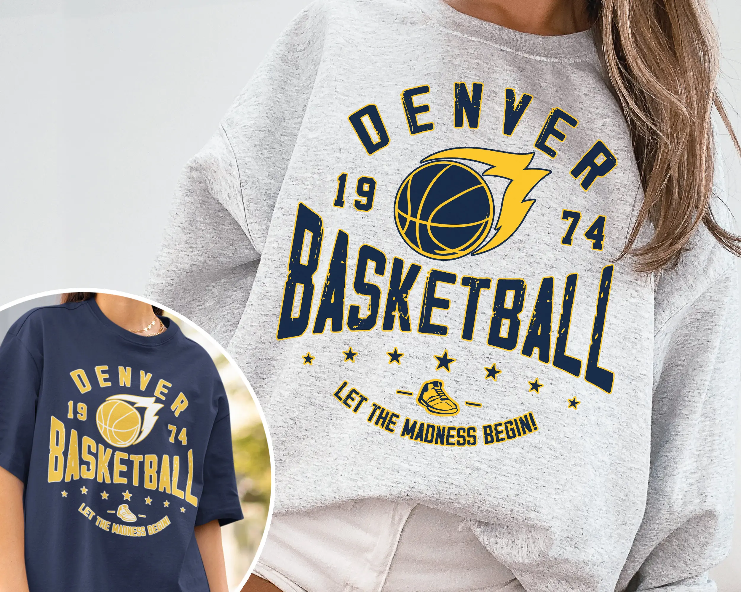 Vintage Denver Nugget Sweatshirt T-shirt Nuggets Sweater Nuggets T-shirt Denver 1974 Basketball Fan Shirt Vintage Denver Basketball