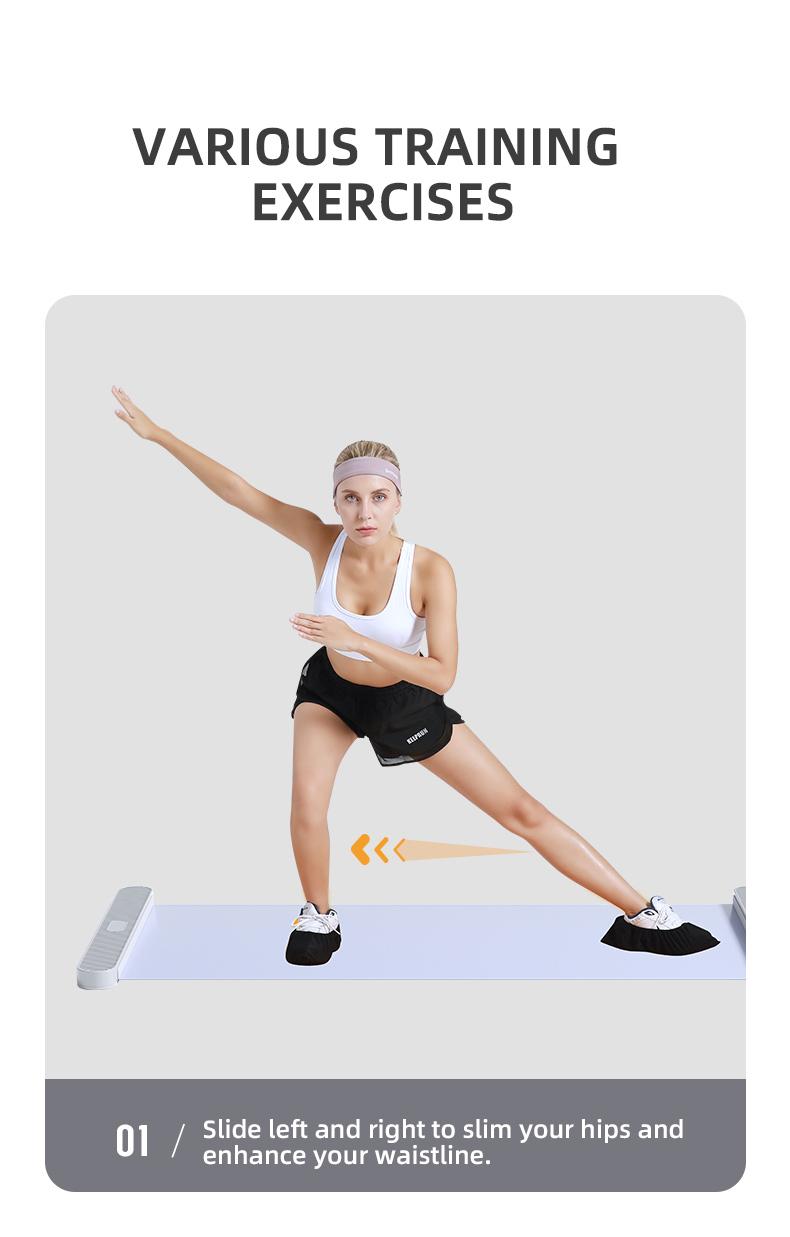 LEXI Home Sliding Mat Full Body Training Silent PU Glide Surface V Shape Ski & Side Slide Workouts Includes Shoe Covers No Gym Needed Core & Leg Training