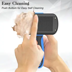 Self-Cleaning Brush for Pet Deshedding - Skin-Friendly Grooming Tool for Dogs and Cats, Blue Fur Removal Tool Groomer Tools
