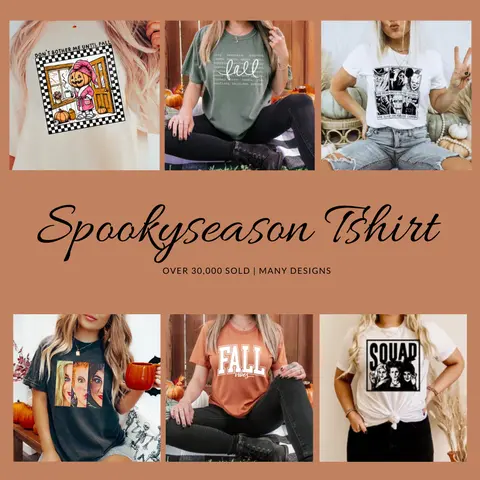 Spookyseason Fall Halloween Tshirt Trendy Comfort T-Shirt Top Womenswear Top Womenswear Comfortable Love