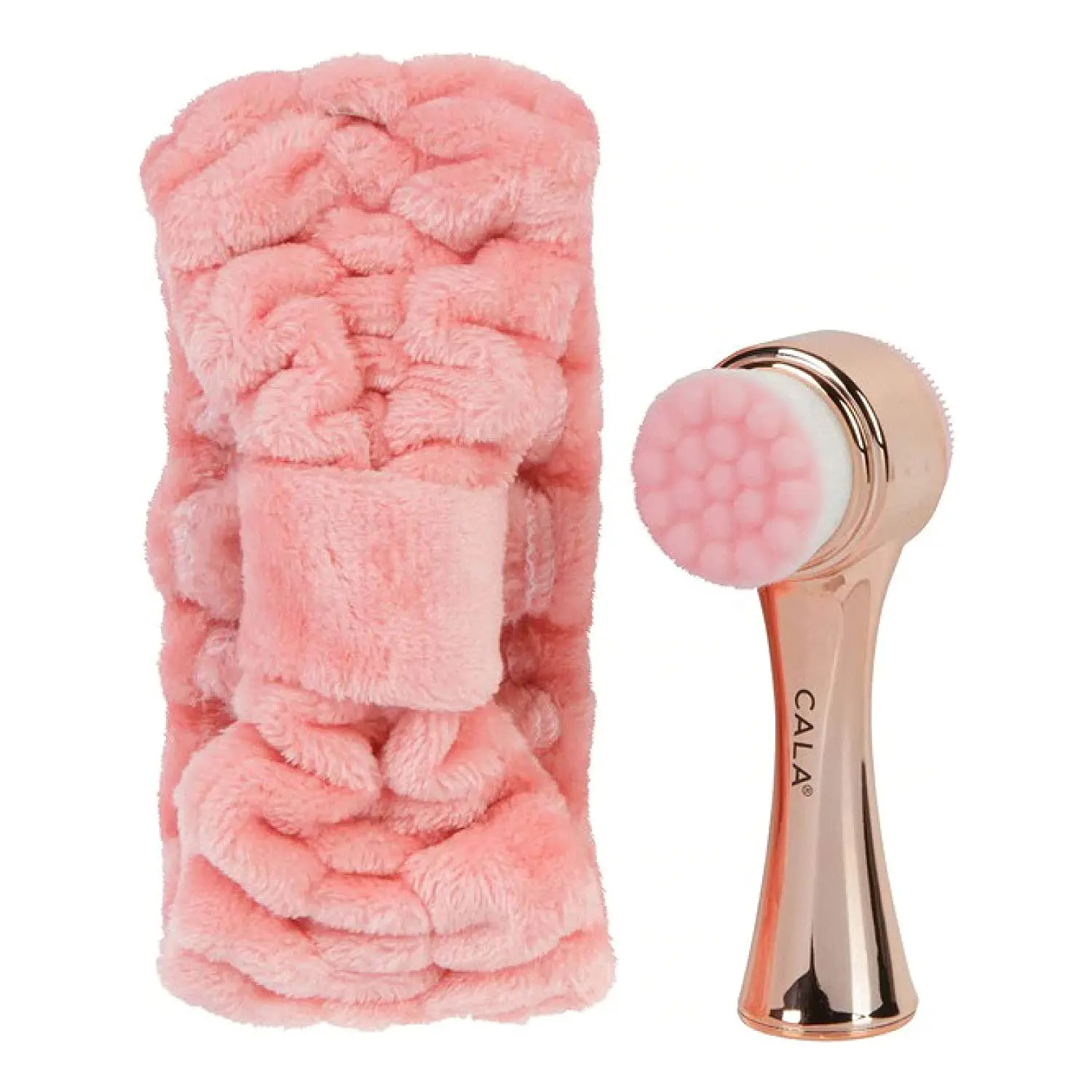 Cala Goal To Glow Dual Action Facial Skin Brush & Headband Set (Rose Gold)