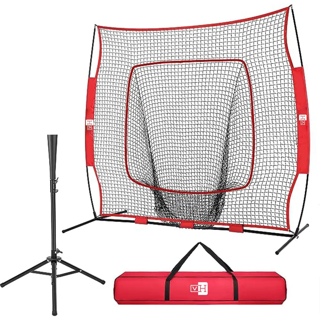 VIVOHOME Baseball Softball Batting Net - 7x7 Ft Baseball Backstop, Softball Practice Net for Hitting, Pitching, Throwing with Batting Tee and Carry Bag