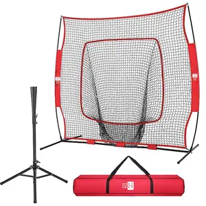 VIVOHOME Baseball Softball Batting Net - 7x7 Ft Baseball Backstop, Softball Practice Net for Hitting, Pitching, Throwing with Batting Tee and Carry Bag
