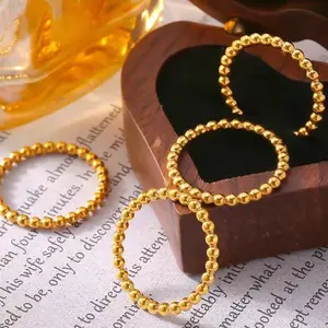 New stainless steel round bead ins ring from Europe and America, fashionable, light luxury and personalized plated ring jewelry