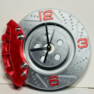 Brake Caliper Wall Clock Silent Quartz Movement Custom Colors 10 x 10 Unique Automotive Design Decor