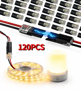 LED Strip Light Quick Connect Adapters, 2-Pin No-Solder, No Wire Stripping Connectors for 0.2-0.75mm² 18-22AWG Low Voltage LED Rope Lights, Durable & Reusable