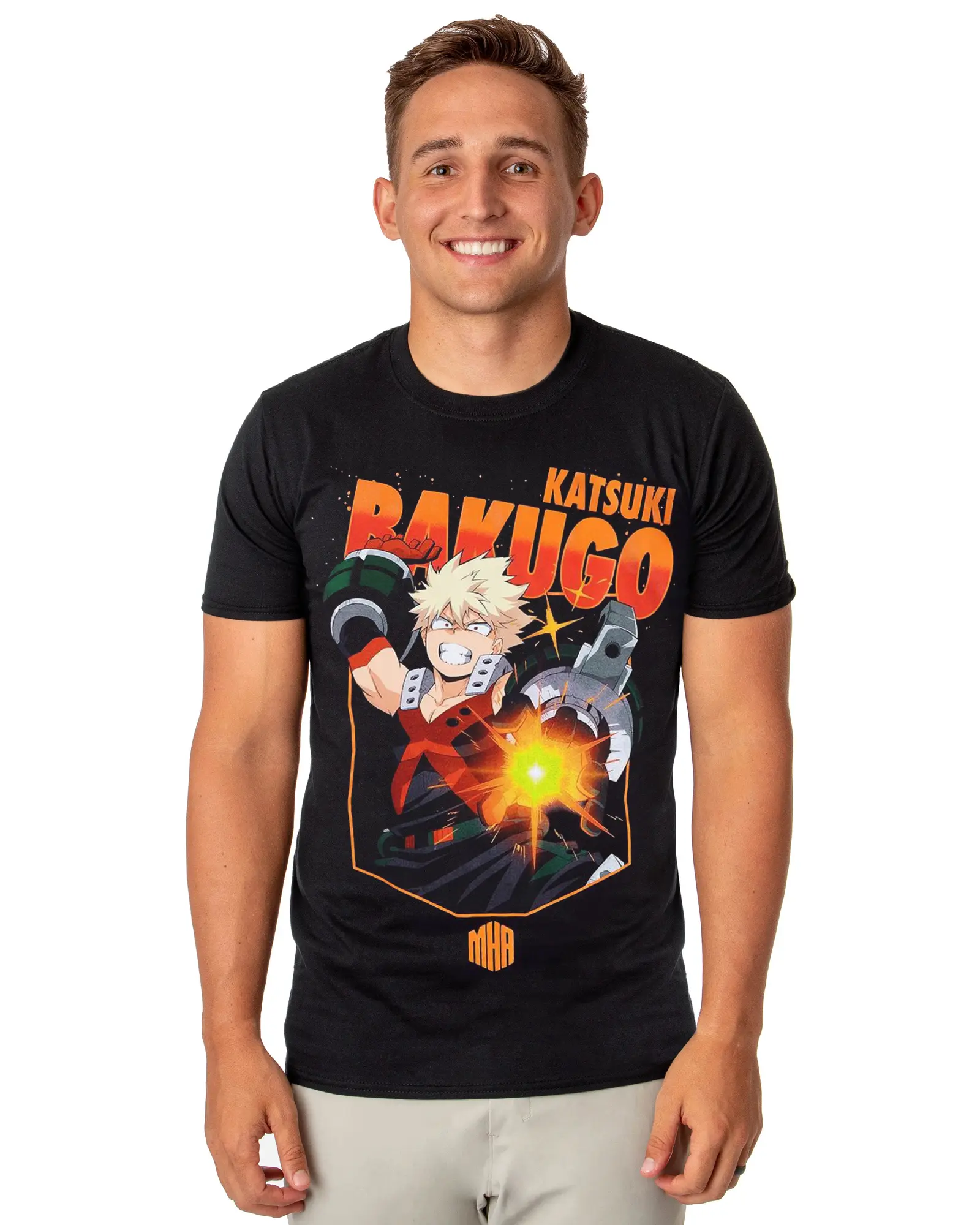 My Hero Academia T-Shirt Men's Katsuki Bakugo Jumbo Print Short Sleeve Tee, Tshirt, Top, Shortsleeve