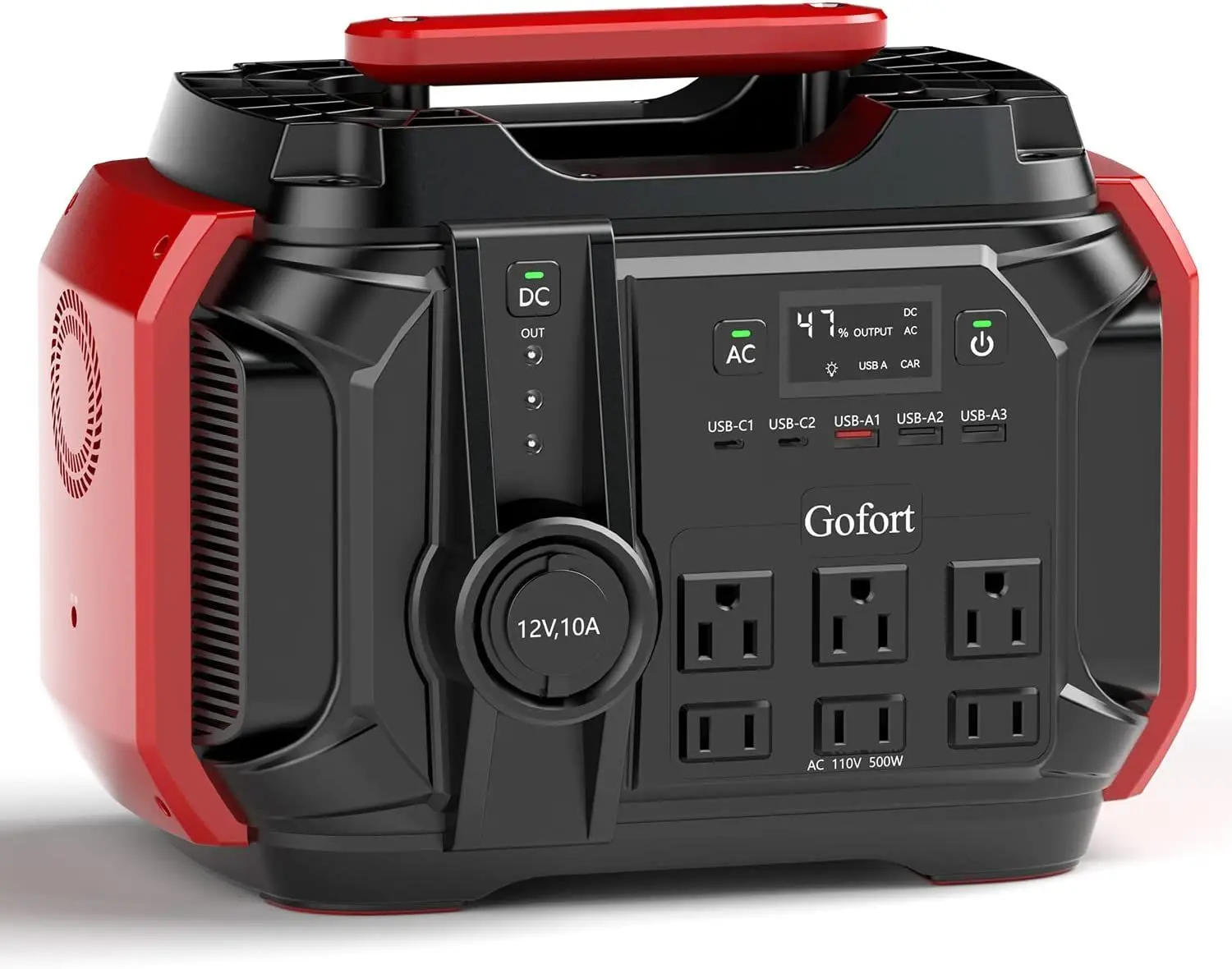 GOFORT Portable Power Station 540Wh/500W(Peak 1000W) 6 x AC 110V Outlets PD 60W Portable Solar Generator CPAP Battery Power Outage Supplies Emergency Backup Power for Outdoor RV/Van Camping Fishing