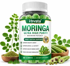 Moringa Gummies 1600mg – Daily Green Superfood Gummies for Energy & Wellness, Vegan, Non-GMO, Great Taste, 60 Count