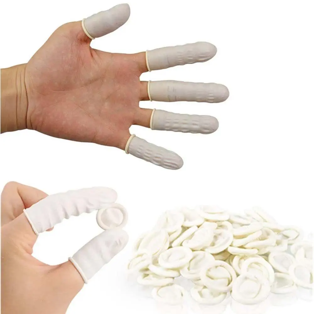 Latex Finger Cots, Disposable Powder-Free Dustproof Rubber Anti-Static Versatile Finger Protection, Hand Protection, Suitable for Beauty Tattoo Embroidery