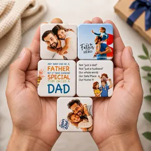 Custom 5-Photo Magnets Set, Father’s Day Gift