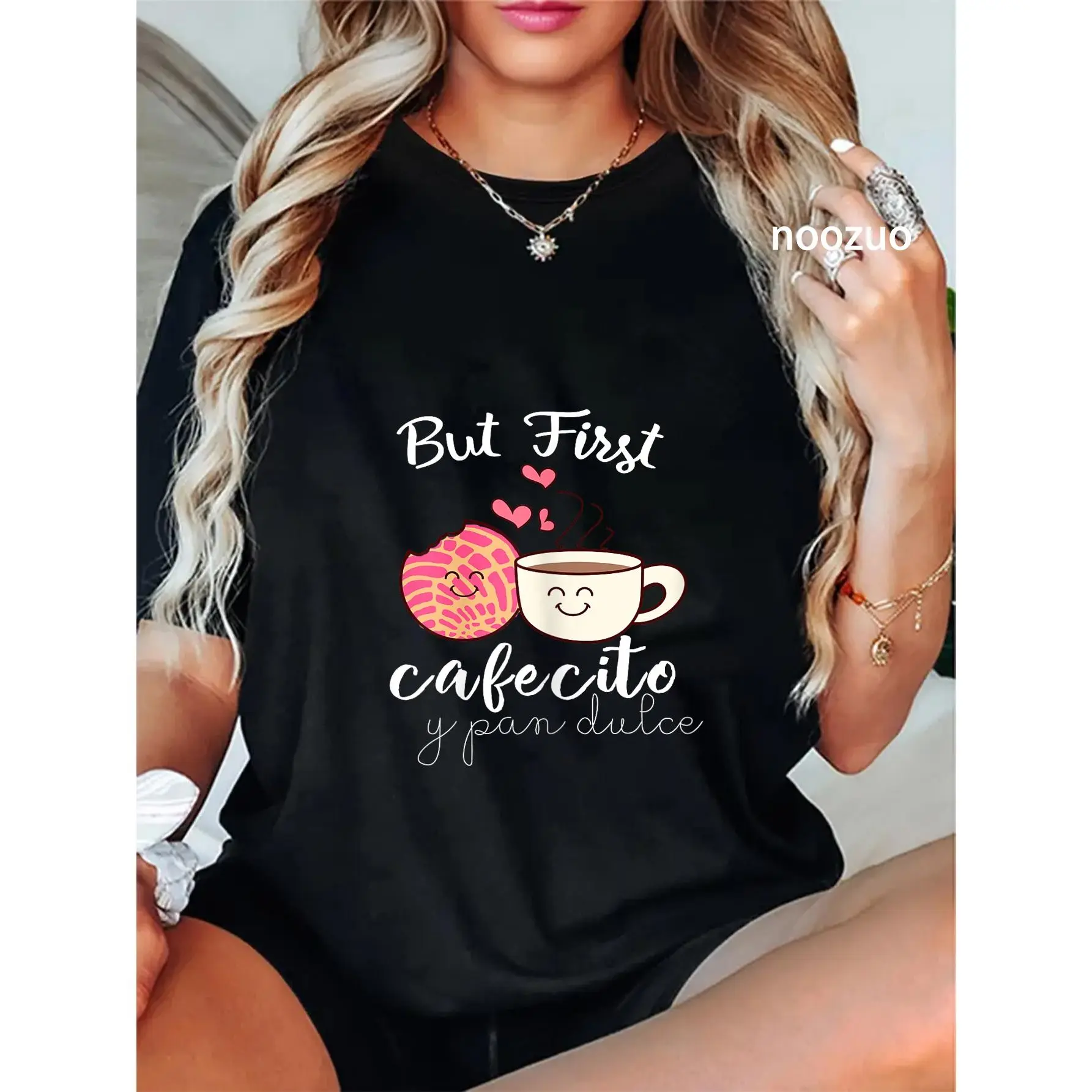 100% Cotton Latina Mom Cute Spanish Coffee and Conchas Pun Mama t-Shirt T-Shirt