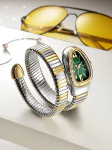 Women's Elegant Snake Design Rhinestone Decor Quartz Watch, Fashionable Rhinestone Watches for Women & Girls, Trendy All-match & Exquisite Watch for Birthday Gift with Box