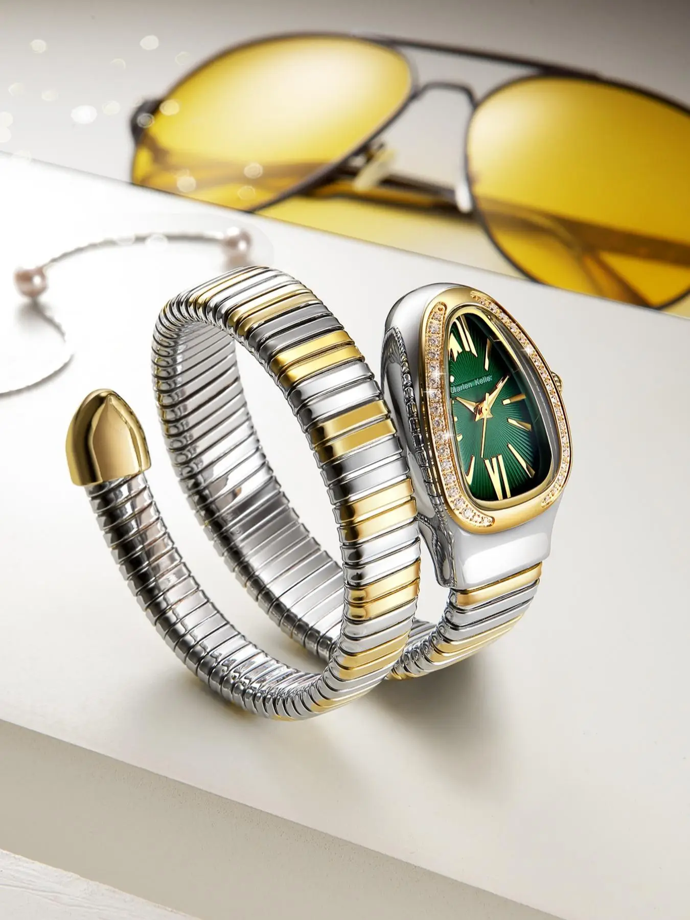 Women's Elegant Snake Design Rhinestone Decor Quartz Watch, Fashionable Wristwatch for Women & Girls, Trendy All-match & Exquisite Watch for Birthday