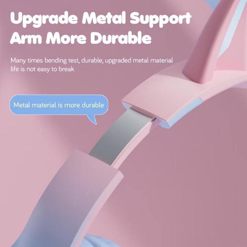 Wireless Bluetooth Cat Ear Headphones with Mic LED Light Foldable Over Ear Headset for Mobile Phone Laptop and Computer Cute Gift for Kids Teens and Adults