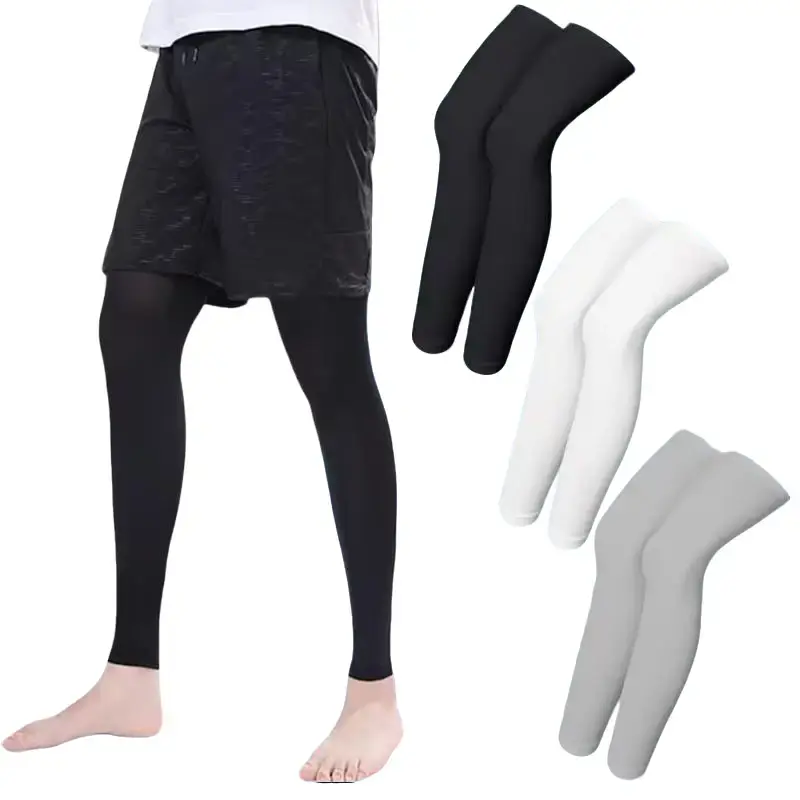 2 Pairs Cooling Compression Leg Sleeves, UV Sun Protection Leg Covers for Running Cycling Golf, Breathable Quick Dry Sports Sleeves for Men Women Summer Outdoor Activities