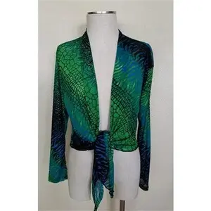 Jostar Long sleeve shrug- green tie dye - polyester/spandex