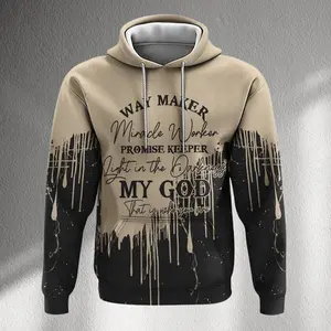 Way Maker Miracle Worker Christian Hoodie, My God Light In The Darkness Lyric Pullover, Beige Black Drip Faith Sweatshirt Gift