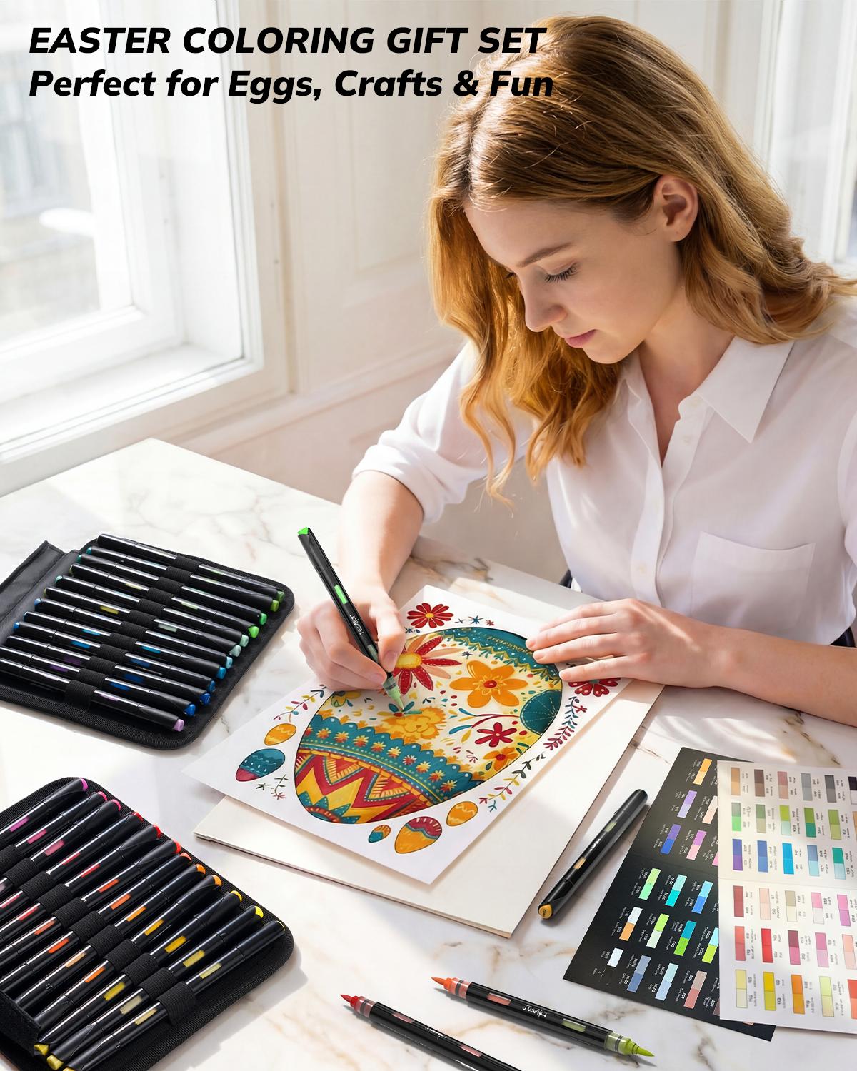 [JusArt] 96/72/48 Colors Dual-Tone Acrylic Markers – Double-Ended, Vibrant, Versatile, and Colors Can Overlap for Art, Coloring, & DIY Projects!