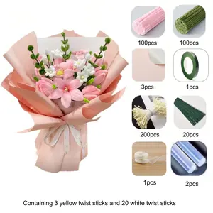 Twist Tube Cleaner Craft Kit, Plush Rose/lily/tulip/carnation Bouquet Material Pack, DIY Flower, Decorative Flower, Holiday Gift, Decorative Faux Flowers