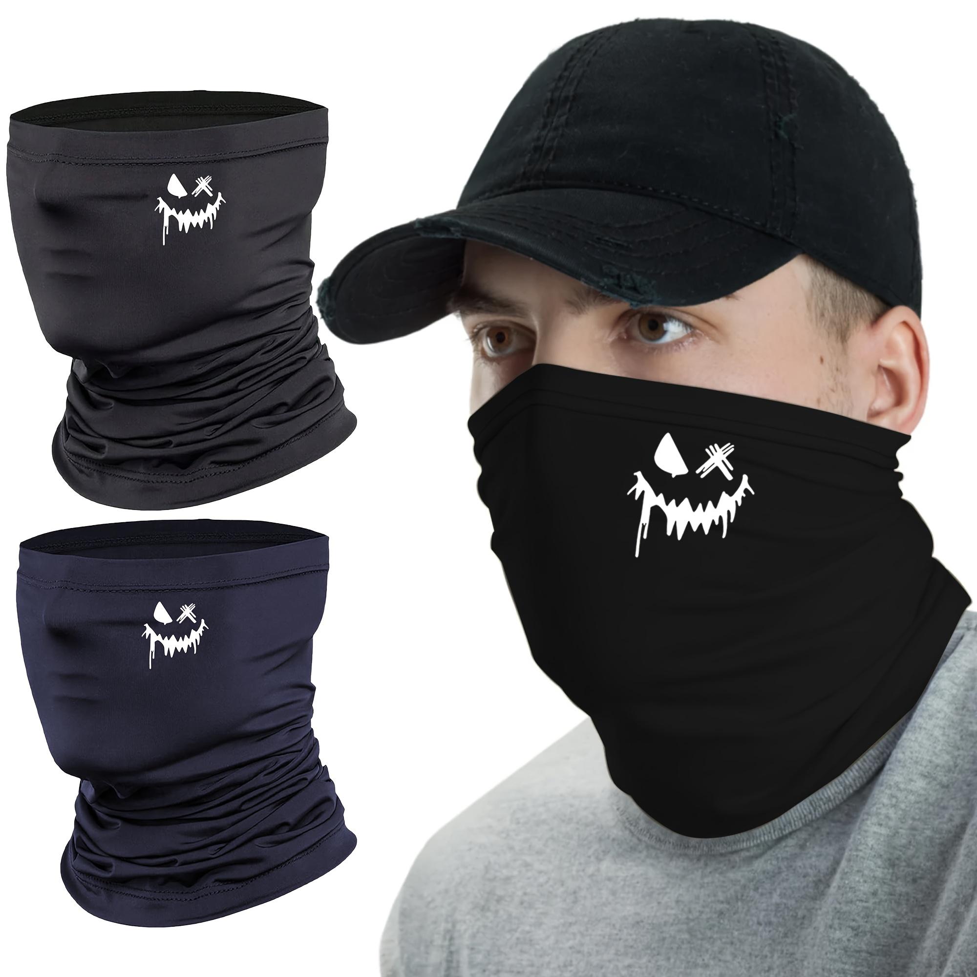 2PCS Unisex Scary Smiley Face Print Neck Gaiter Face Mask | GothTok EdgyTok BikerTok SunSafeTok UPF 50+ UV Protection Breathable Windproof Balaclava Scarf | for Men Women Motorcycling Hiking Fishing Daily Wear