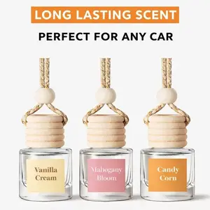 Hanging Car Air Freshener Diffuser, 45+ days Long Lasting Fragrance Car Air Freshener, Interior hanging Vanilla scent, mahogany, candy corn Odor Remover